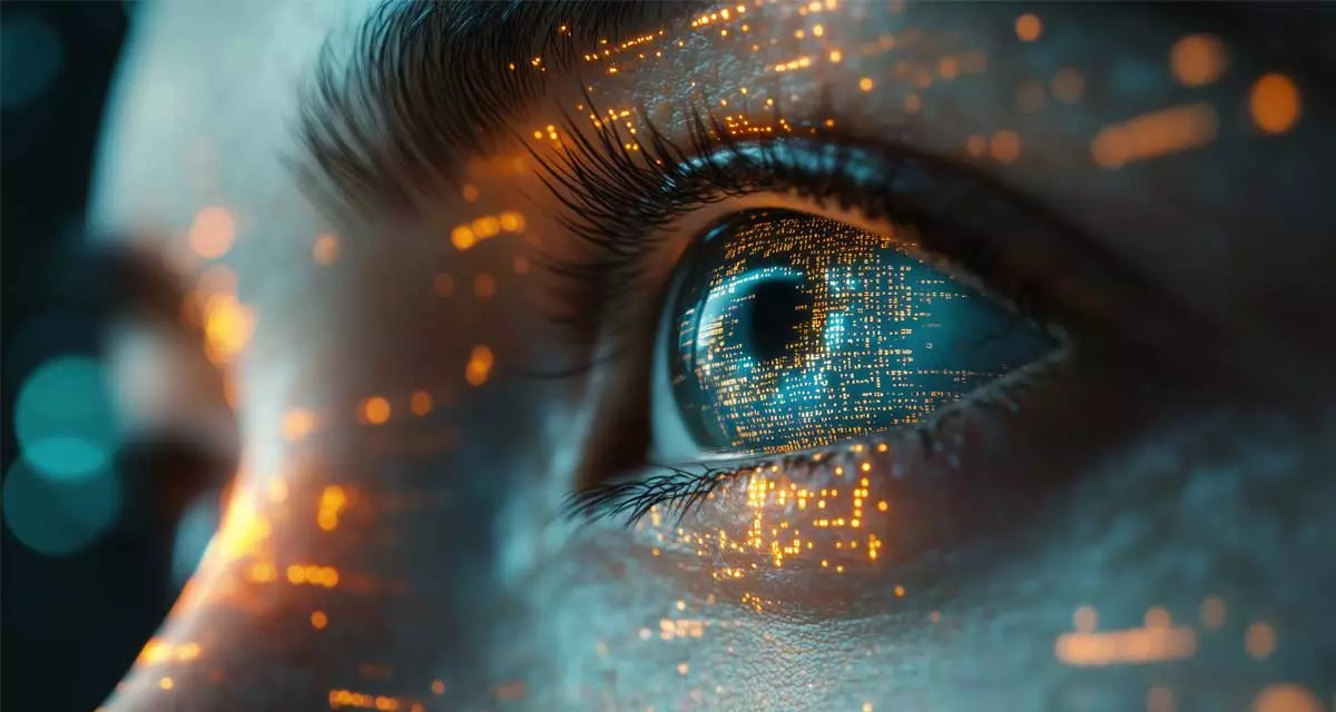 Frauenprofils mit digitaler Datenüberlagerung im Gesicht. Foto: Adobe Stock | Oksana, KI-generiert Frauenprofils mit digitaler Datenüberlagerung im Gesicht. Foto: Adobe Stock | Oksana, KI-generiert