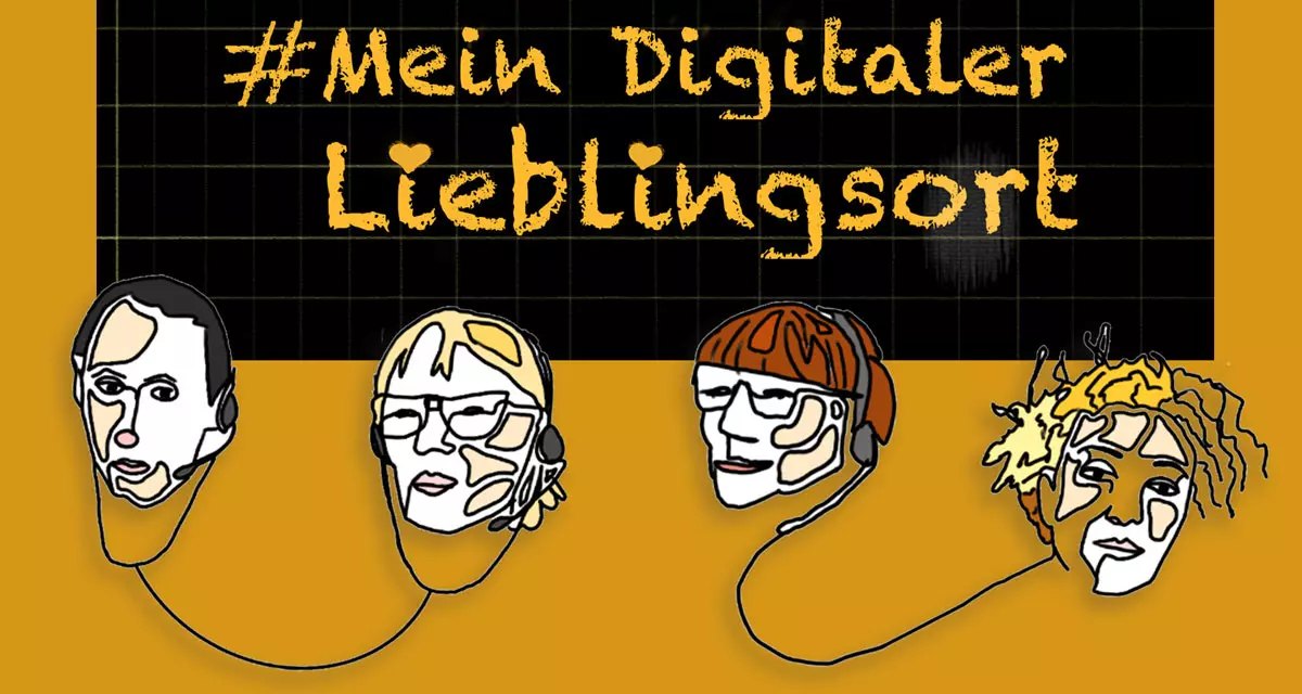 Podcast #mein digitaler Lieblingsort. Köpfe der Redaktion. Zeichnung: Nada Heller Podcast #mein digitaler Lieblingsort. Köpfe der Redaktion. Zeichnung: Nada Heller